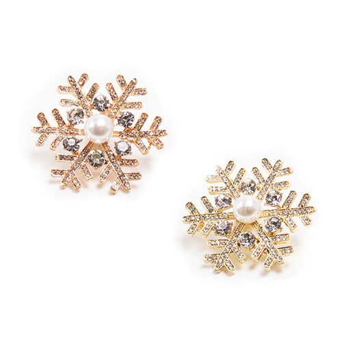 Snowflake with Faux Pearl Center - Rose or Yellow Goldplated